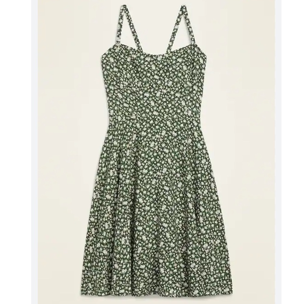 Old Navy Green Floral Fit & Flare Mini Dress